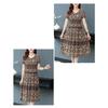 Vintage Floral Print Midi Dress for Women Short Sleeve Smocked Waist A-Line Dress Summer V Neck Swing Sundress