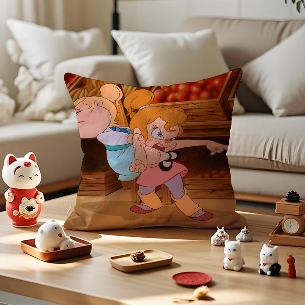 The Chipmunk Anime Adventure Cushion Cover Anti-dustmite Pillowcase Invisible Zipper Silky Short Plush Sofa Cushion Cover