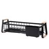 Dish Rack and Drain Board Kitchen Plate Cup Dish Drying Rack Tray Cutlery Dish Drainer with Wood Handle