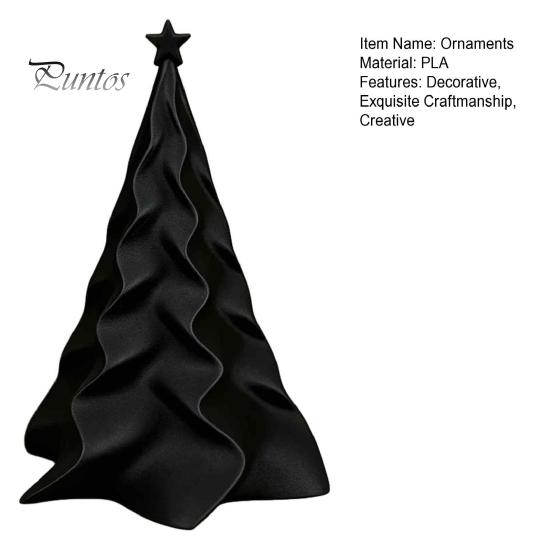 Mini Christmas Tree Desktop Ornament 3D Printed Pleated Ornament, Small Wavy Holiday Table Decor Decoration with Star Topper for Home Office