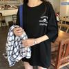 Summer New American Retro Print ort Sve T-irt Women's Loose Fit round Ne Lacape Pattern Commute Sle Faionable