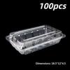 100Pcs Disposable Packaging Box Tight Seal Crush Resistant Transparent Food Container One-Time Packaging Box