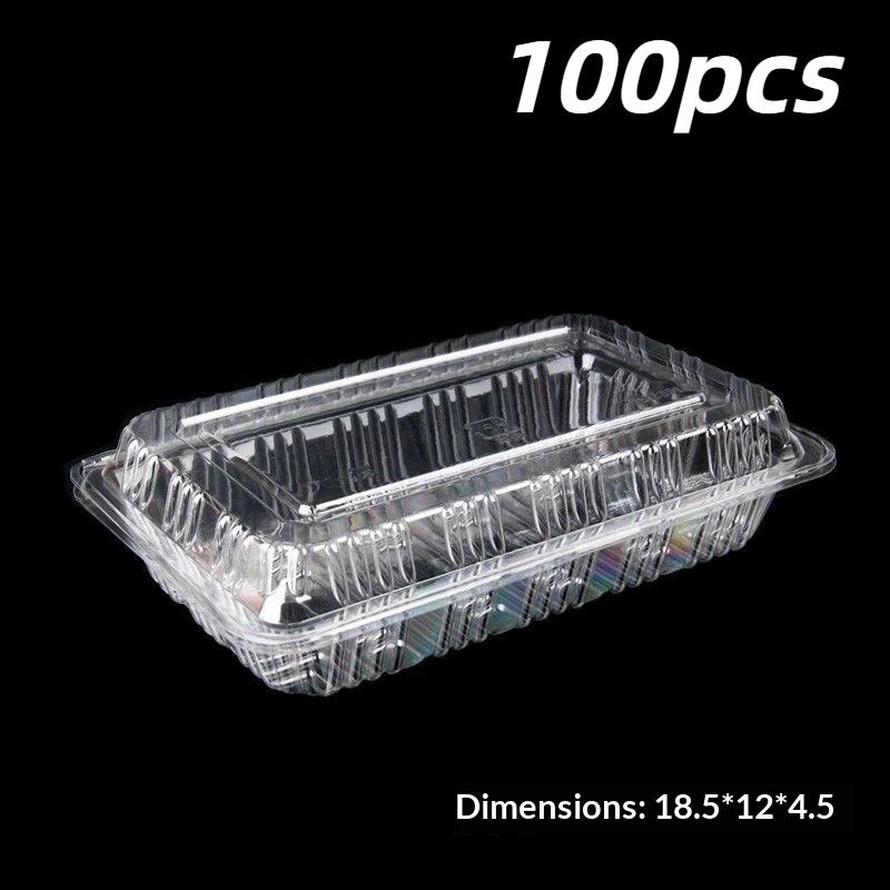 100Pcs Disposable Packaging Box Tight Seal Crush Resistant Transparent Food Container One-Time Packaging Box