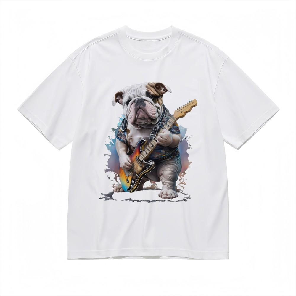 

Bold Guitar and Splatter Art T-shirt Men s Unisex White 100% Cotton Graphic Tee L