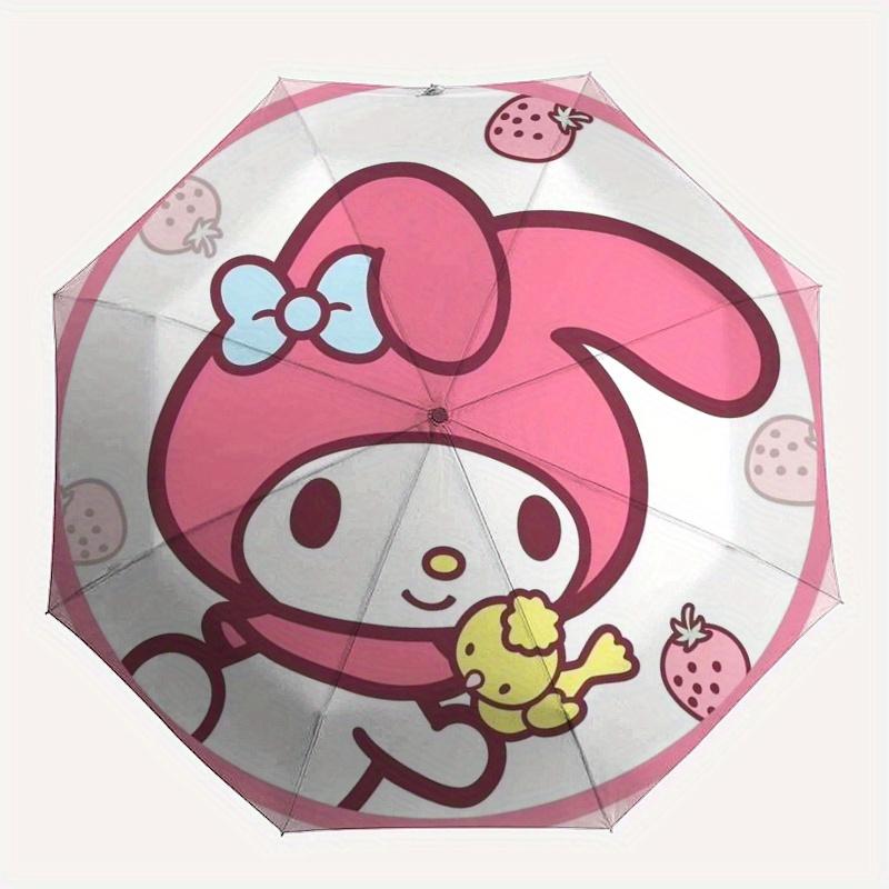 My Melody, Strawberry Automatic Opening and Closing Parasol Compact Travel Umbrella with 8 Ribs for Women and Men Ideal Birthday/Christmas G