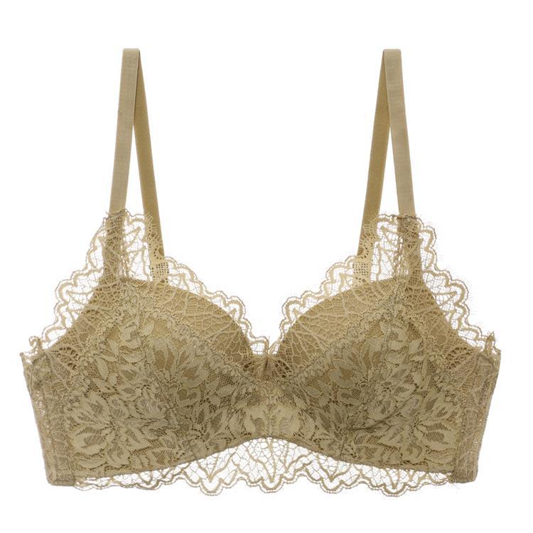 Sexy Pure Lace Small Breasts Gather and Lift the Chest To Prevent Sagging, Not Empty Cup, No Steel Ring Bra Set.