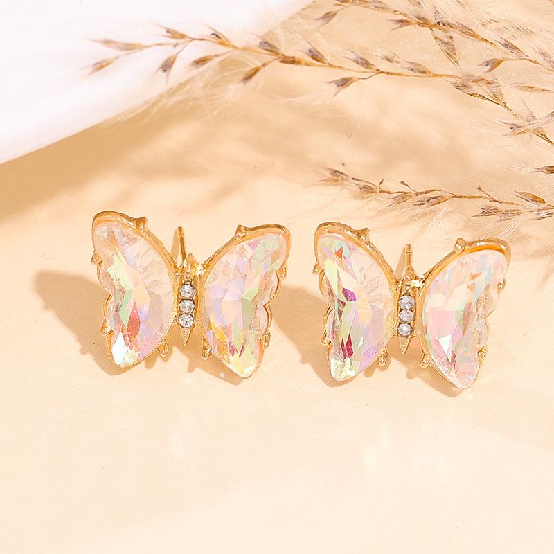 Hot sale gradual change color women butterfly earrings light luxury high sense fashion earrings