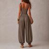 Tuta da Donna Boho in Pizzo con Spalline Sottili Senza Maniche Vita Alta Pantaloni a Harem Vintage Larga a Lanterna Tute Lunghe