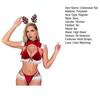 1 Set Christmas Underwear Set Lace Decor with Antler Headband And Shawl Color Matching High Waist Tie-up Tight Fit Club New Year Party Bedroom