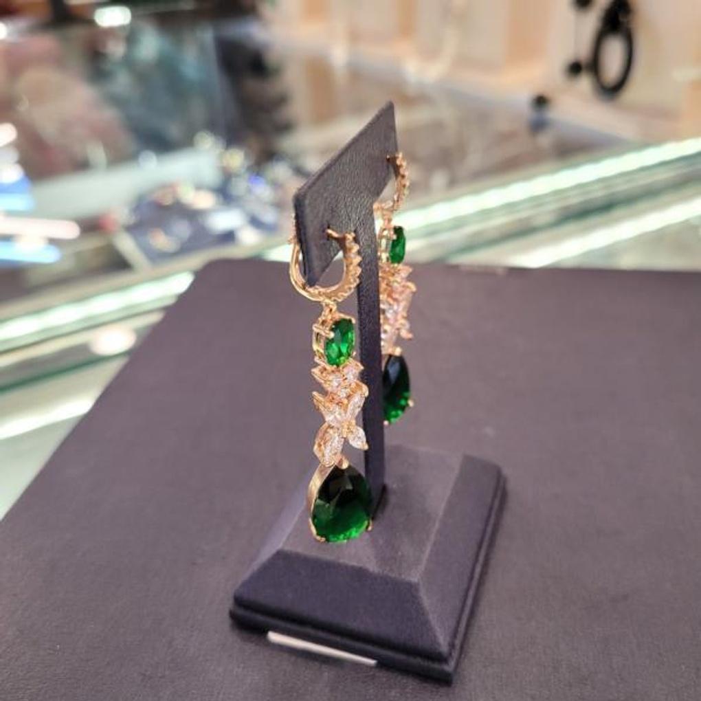 ARTRIA Green Waterdrop Cubic Earrings APSERCG0001GRF