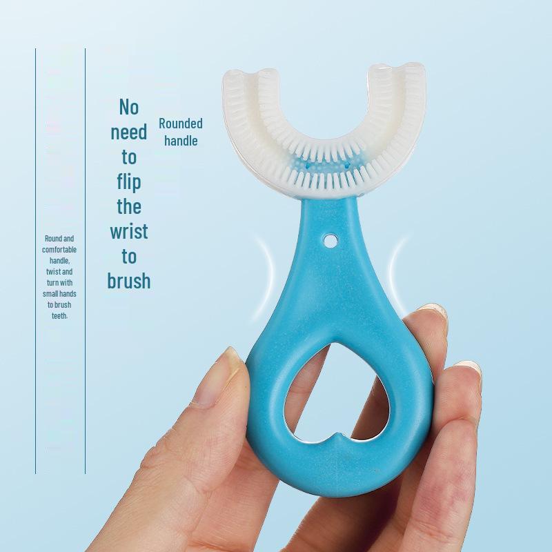Periuță de dinți pentru copii în formă de U din silicon moale pentru vârstele 2-12 ani
