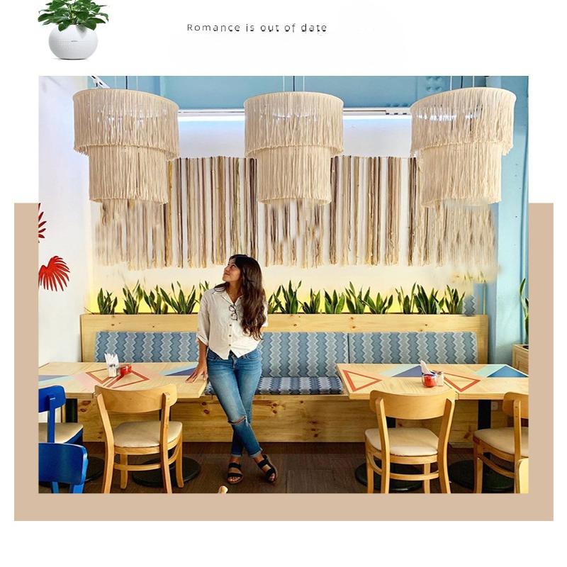 1Pc Bohemian Tapestry Lampshade Hand-woven Tassel, Home Chandelier Decoration Nordic Style