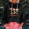 Women's Christmas Print Loose Casual Long Sleeve Hooded Sweatshirt