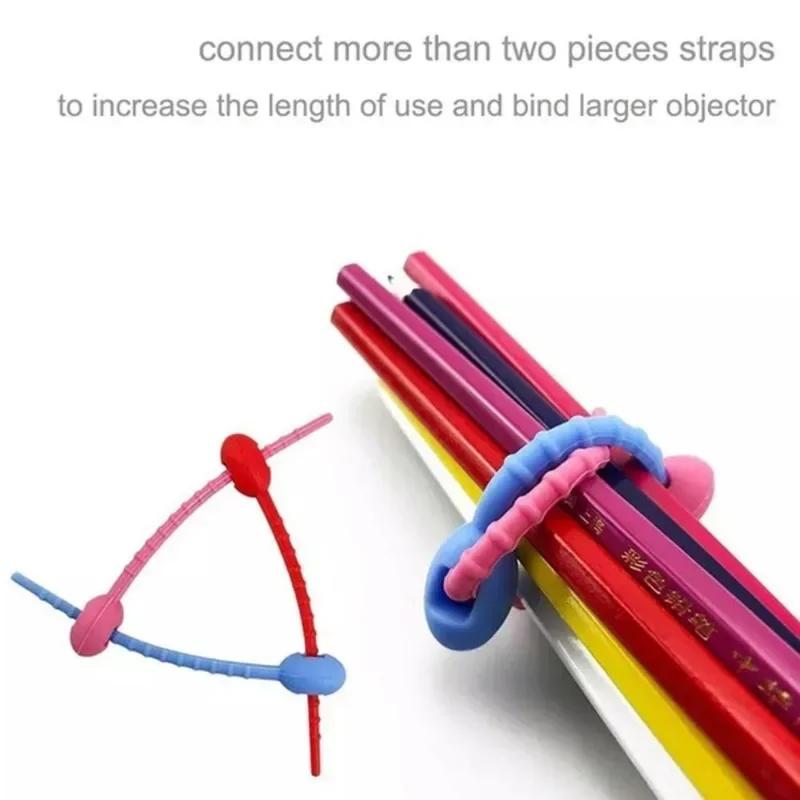 100PCS Silicone Reusable Cable Wire Organizer Winder Storage Holder Bag Ties Cord Bag Clip Food Saver Earphone Line Tidy Clips