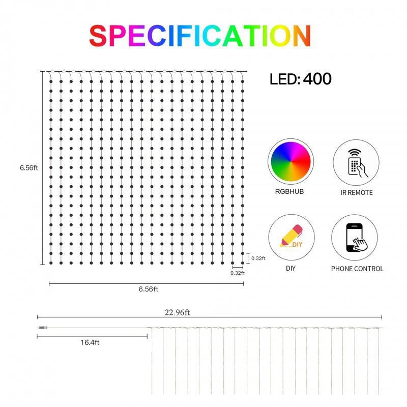 Smart LED DIY Curtain Lights with APP and Remote Control Background Wall Bedroom Decoration Light Christmas Halloween Decoration