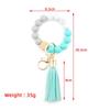 Silicone & Beech Wood Beaded Keychain Bracelet with Pendant