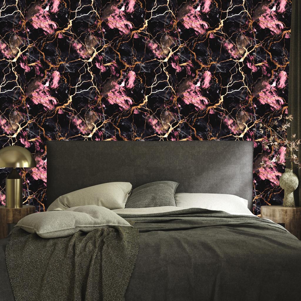 Marble Black and Burgundy Wallpaper for Living Room and Bedroom 50x1000