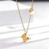 Huibao 3D Butterfly Pendant Necklace for Women Stainless Steel Gold Plated Frosted Wing Dainty Chain Fashion Jewelry