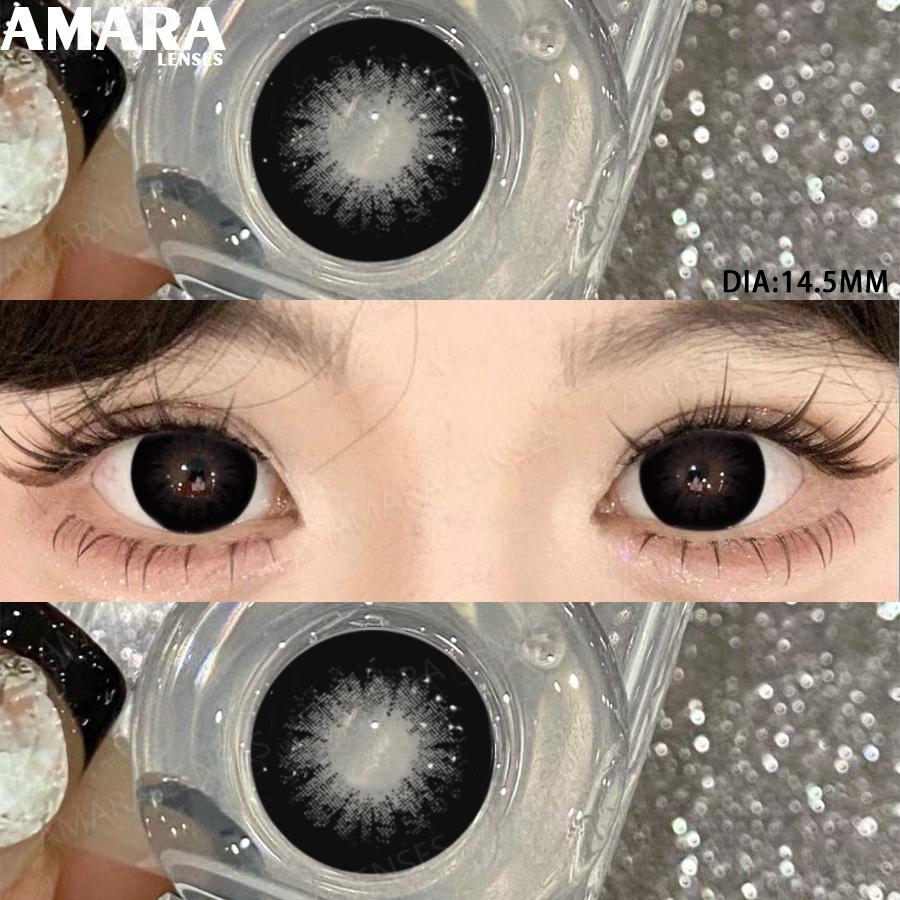 AMARA Fashion Colored Contact Lenses Brown Soft Lenses Beauty Lenses for BIG Eye Green Color Contact Eye Cosmetics Yearly Use