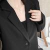 Koreanische Cropped Blazer Frauen Einfarbig Einfache Single-taste Outwear Teens Alle-spiel Langarm Büro Anzug Jacke