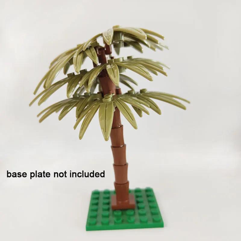 Small Building Blocks Palm Coconut Tree Green Garden Landscape Tropical Beach Plant Block Compatible Lego Brick Toy for Children