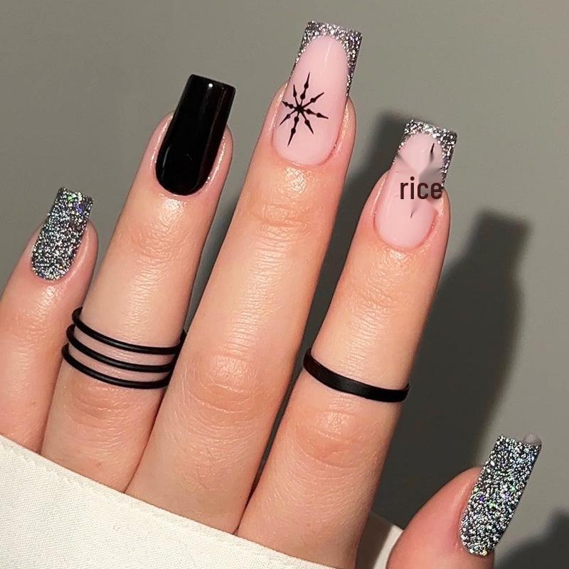 

New Christmas Snowflake Glitter Wearable False Nails