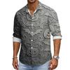 Men's Loose Fit Long Sleeve Collared Shirt Vintage Casual Breathable Button Down Shirt for Autumn Spring Daily Outdoor Workwear