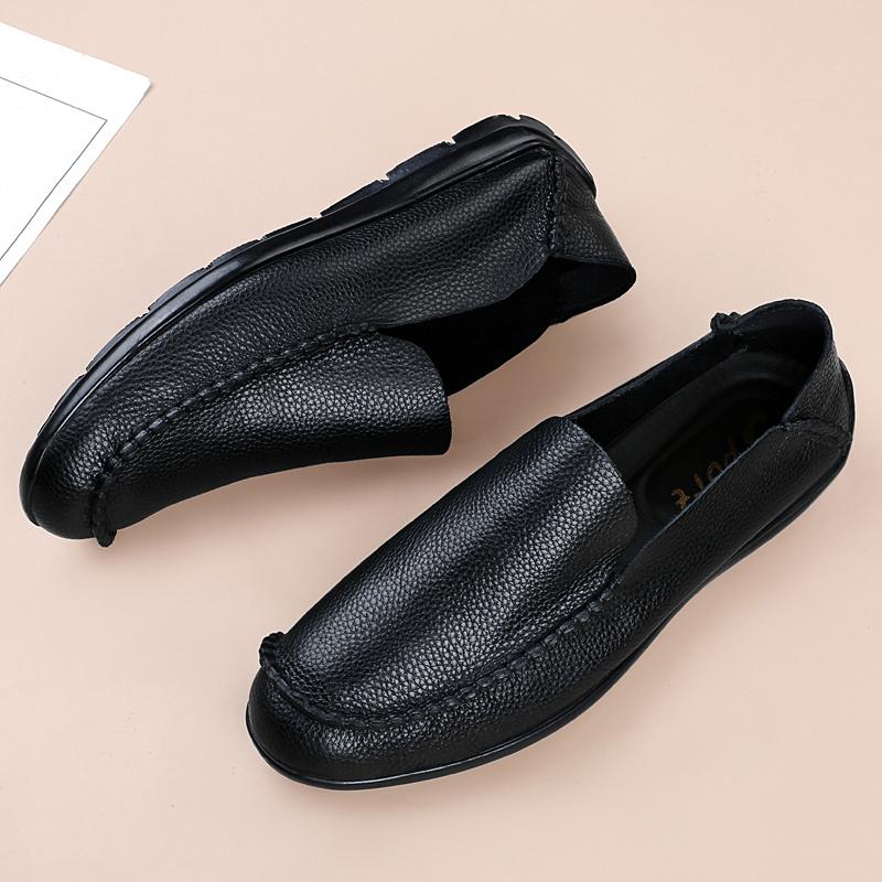 

Fashion Genuine Leather Men Loafers Shoes Casual Luxury Brand Formal Italian Style Breathable Slip on Male Soft Sole Comfort Boat Shoes 45 чёрный