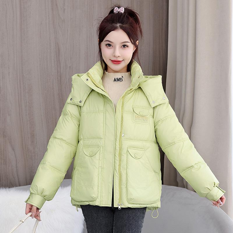 Plus size cotton suit 2025 down cotton thickened winter Korean version of hooded loose padded jacket cotton jacket cropped bread jacket