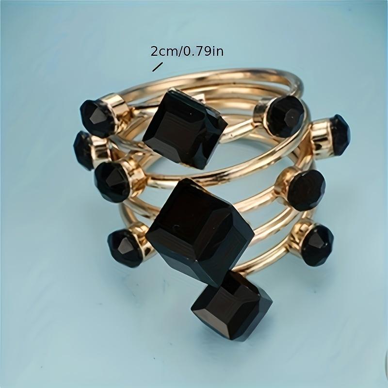 Fashionable temperament design sense and atmospheric personality creative hand ornament geometric square black single ring for women