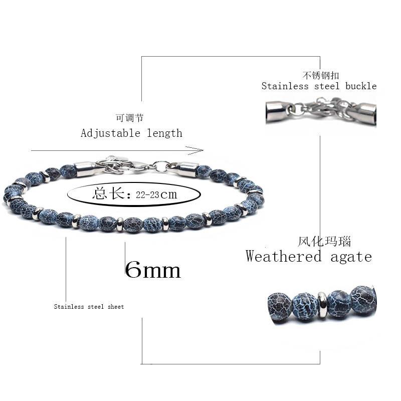 1Pcs Stainless steel men's and women's stone bracelet - beaded fashion bracelet - vintage bracelet