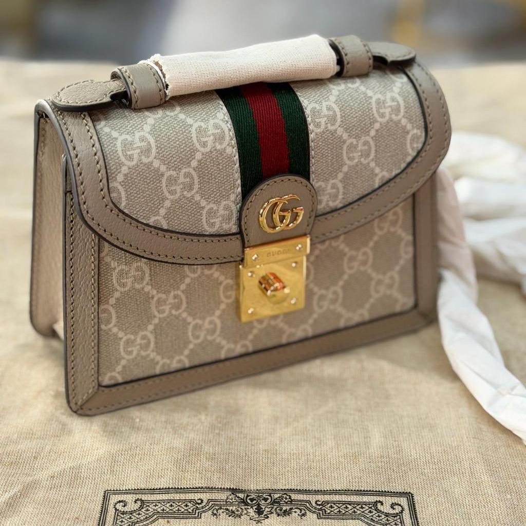 [Pre-Owned] Ophidia GG Series Logo Stripe Woven Chain Leather Mini Shoulder Bag - Excellent #SOFGMD