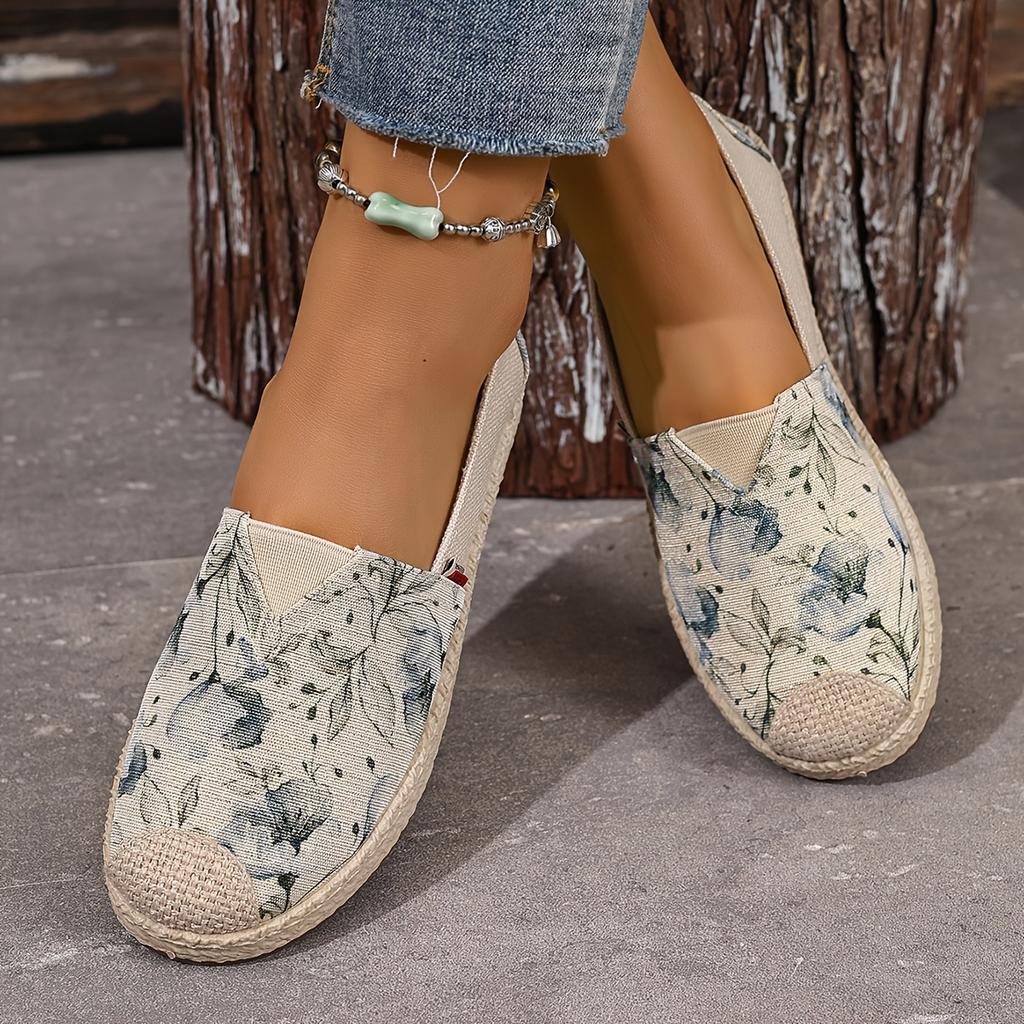 Antypoślizgowe Buty Vintage Damskie Lniane Buty Nowy Chiński Styl Styl Narodowy Drukowane Buty z Trawy Plecione Miękka Podeszwa Antypoślizgowe Buty dla Mamy