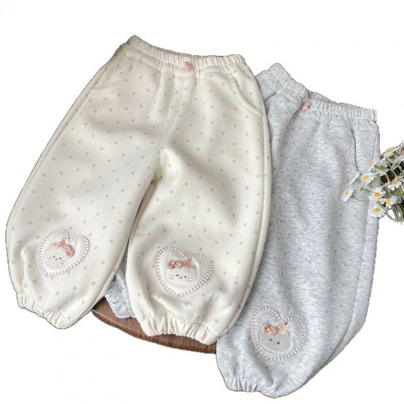 Girls' Polka Dot Casual Sweatpants: Cute Spring/Autumn Joggers for Toddlers & Children