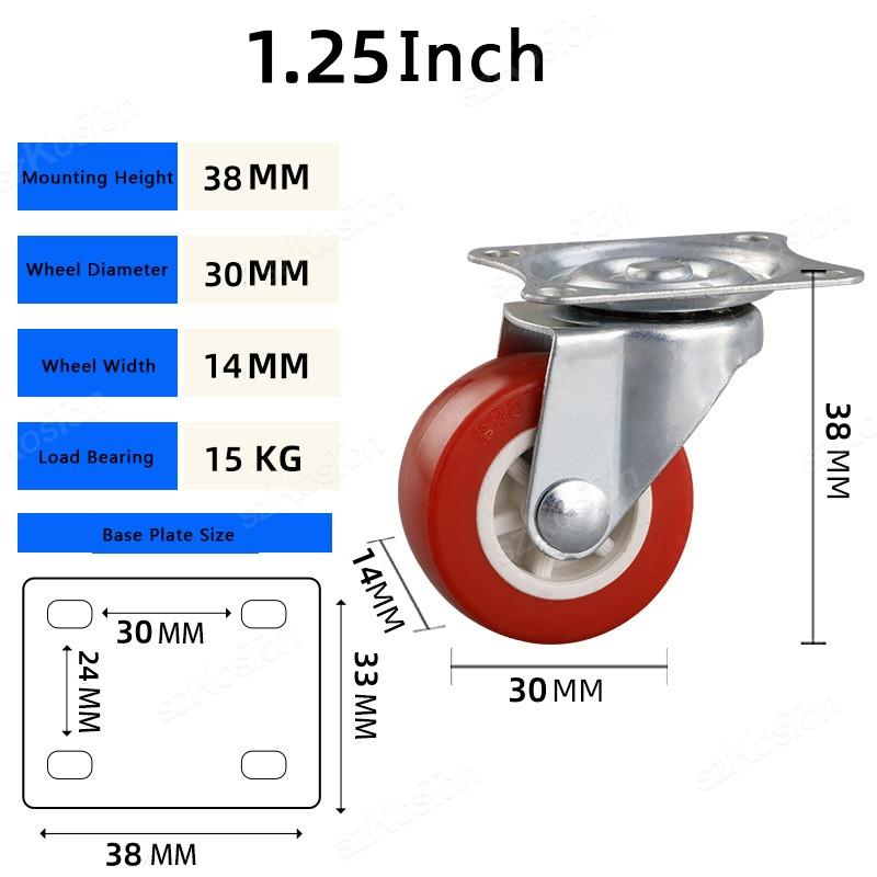 4Pcs Universal Caster Wheel Heavy Duty Swivel Caster Capacity Wear Resistant PVC Industrial Castor Wheel Furniture Wheels Caster