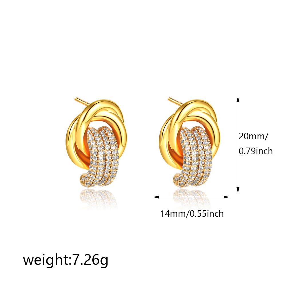 

Gold Plated Twist Knot Stud Earrings Sparkling Zircon Stainless Steel Hoop Earring for Women Daily Wear Aesthetic Jewelry золотой