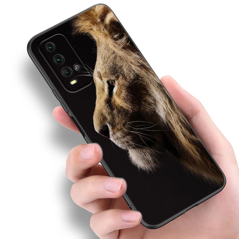 Animal Lion Black Silicone Phone Case For Xiaomi Redmi 7A 8A 9A 10A 11A 9C 10C 12C 13C 11 Prime A1 A2 Plus 12 4G Note 9T 12R