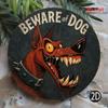 Vintage Metal Dog Warning Sign Aggressive Canine Decor Home Office Garage