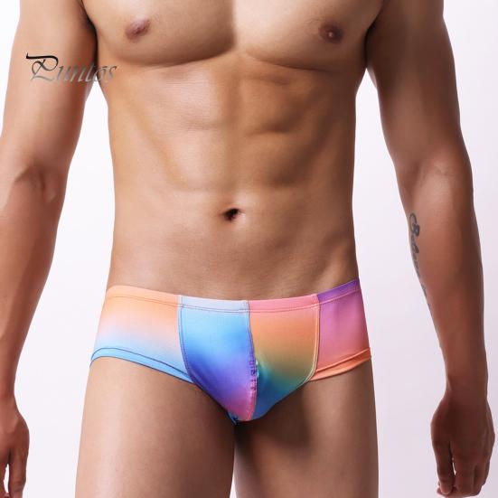 Men Boxer Briefs Low Rise U-Convex Slim Fit Shorts Underwear Colorful Printing High Elasticity Breathable Shorts Underwear