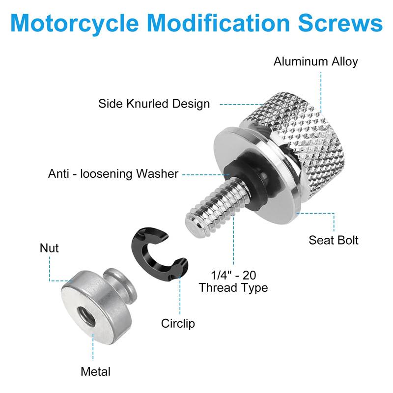 4X Quick Release Rear Fender Seat Bolt Nut Kit Motorcycle Mount Screw For Harley Sportster Xl Softail Fl Dyna Street Bob Road