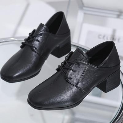 Fashionable Lace Up Lightweight and Elegant Casual Shoes for Women Spring and Summer Retro Thick and Comfortable High Heels