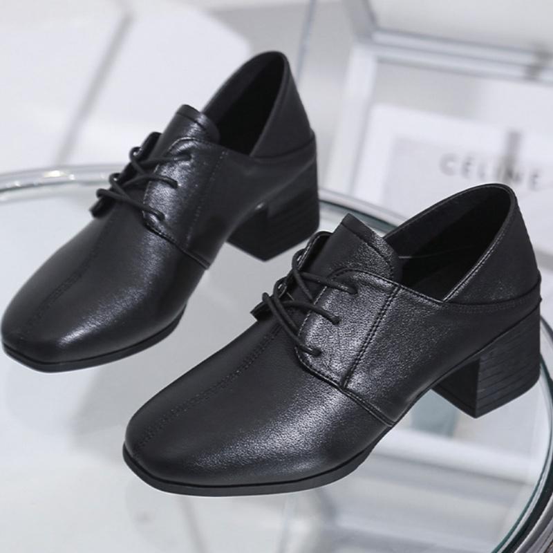 Fashionable Lace Up Lightweight And Elegant Casual Shoes For Women Spring And Summer Retro Thick And Comfortable High Heels