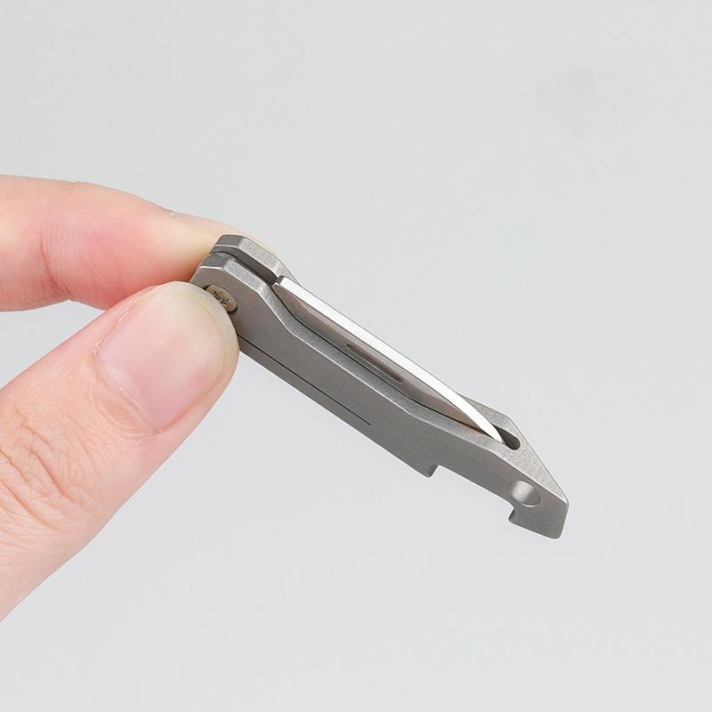 Titanium Alloy Handle Folding Knife Portable Keychain Small Pocket Knife Multifunctional Bottle Opener Outdoor Survival EDC Tool