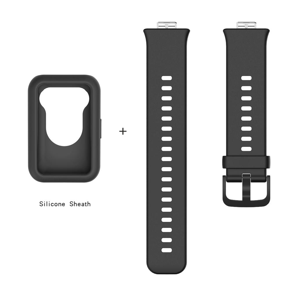 2 In1 Silicone Replacement Watchband Replacement Single Color Protector Sleeve Shell Soft Fitness Wristband For Huawei Watch Fit