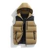 Giacca Calda in Cotone Casual da Uomo a Blocchi di Colore Larga, Giacca Gilet Senza Maniche con Cappuccio Staccabile da Uomo