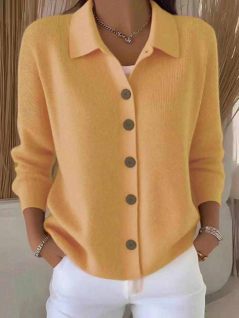 2025 European & American Knitted Women's Cardigan Sweater Coat - Solid Color, Autumn/Winter Casual Fashion