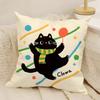 fashing Cute cat illustrations Pillow Case Natural Linen Double-Sided Printing Sofa Home Decor Cushion Cover