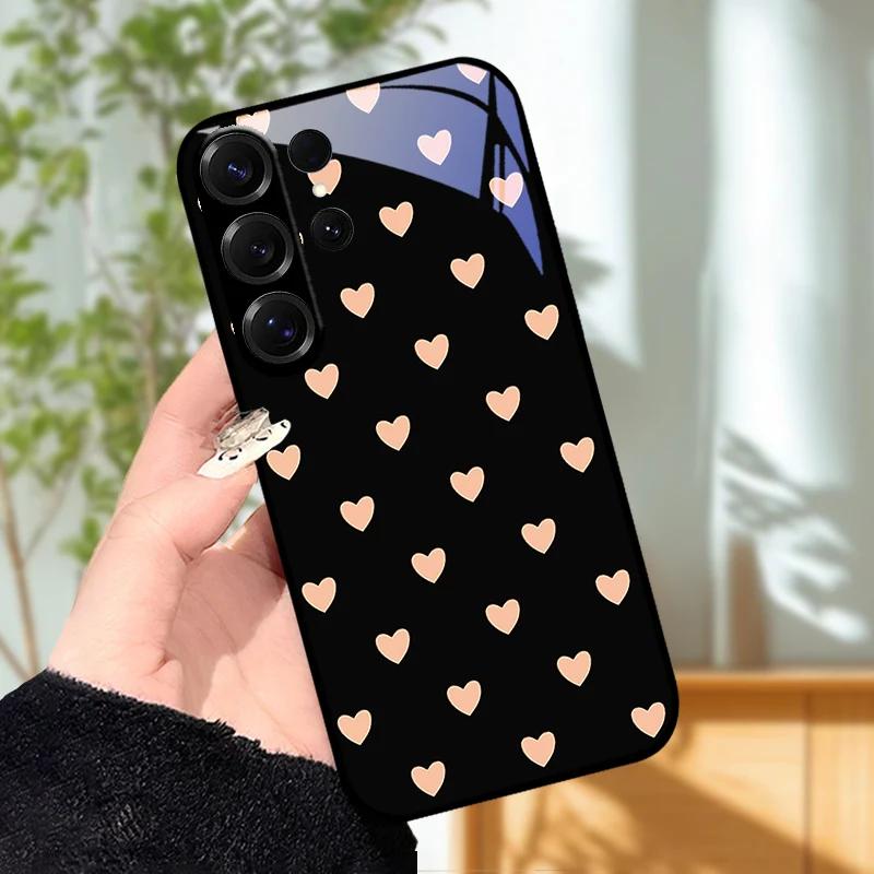For Samsung S23 S24 Ultra Fashion Case S24 Plus / S23+ S24+ Hard PC Tempered Glass Phone Cover For Galaxy S23 FE Glass Protector