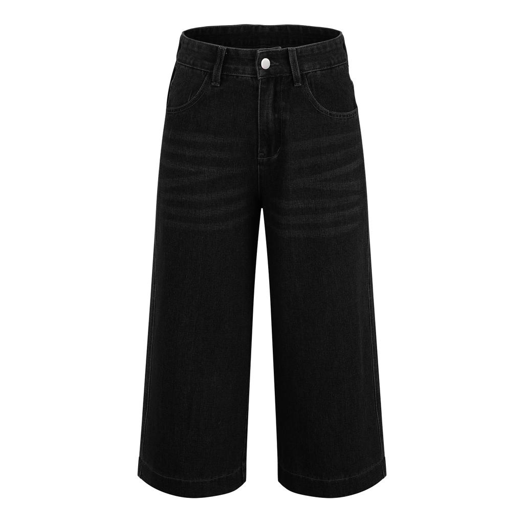 Women's Casual, Stylish, Loose-fitting, Wide-leg, Multi-pocket Denim  Pants