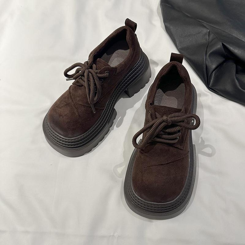 Retro brown British style platform small leather shoes women's 2025 new autumn matching skirt versatile Mary Jane single shoes